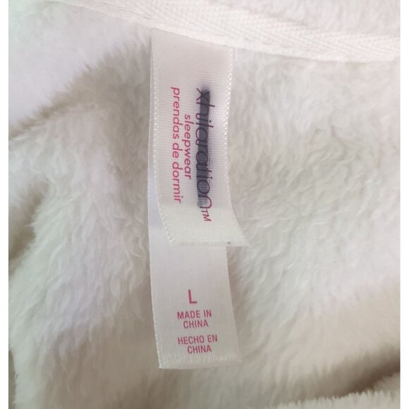 Xhilaration Womens Crop Hoodie L White Plush Fleece Sweatshirt Fairy Cottagecore - Picture 5 of 7